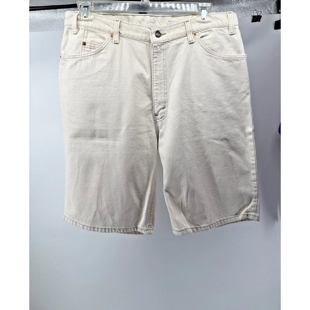 Vintage Levis Orange Tab 550 Ivory Denim Shorts Jorts Relaxed Fit Dadcore W38